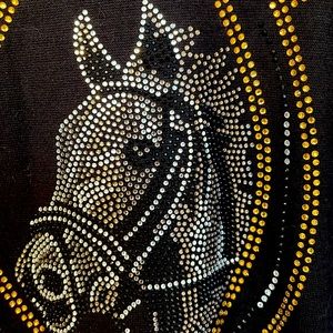 Marvel Swarovski Crystal Horse Black Equestrian Top